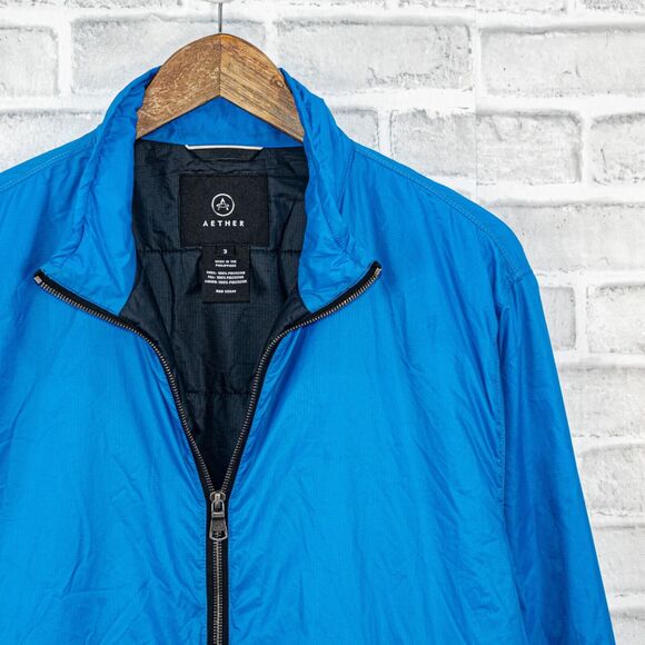 AETHER Men's Packable Shelter Jacket insulated quilted blue sz 3 / Large - Picture 8 of 9